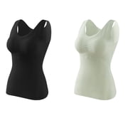 Lovzfmll Womens Thermal Underwear Tank Seamless Sleeveless, V-Neck Velvet Lined Base Layer with Fleece for Winter Warmth