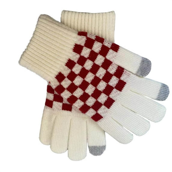Lovzfmll Women's Touchscreen Gloves, Solid Color Knit Winter Gloves, Thermal Fleece Lined, Smartphone Compatible for Cold Weather, White