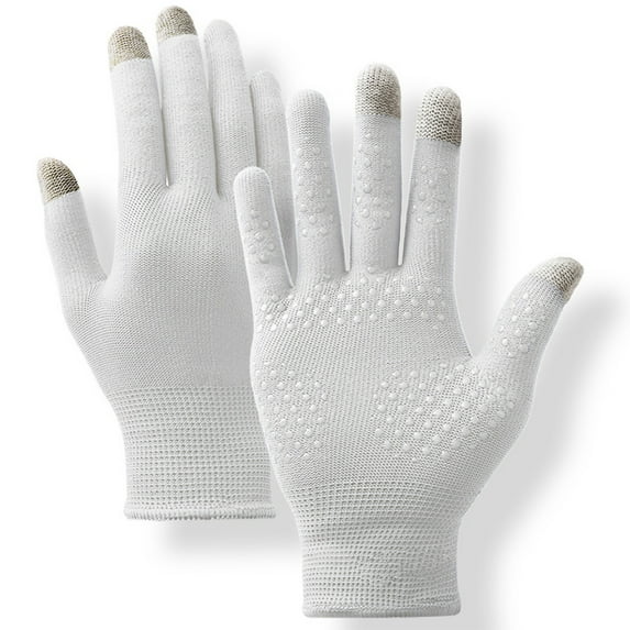 Lovzfmll Women's Touchscreen Gloves, Sun Protection Sports Gloves, Breathable Knit with Non-Slip Grip for Driving and Outdoor Activities, White