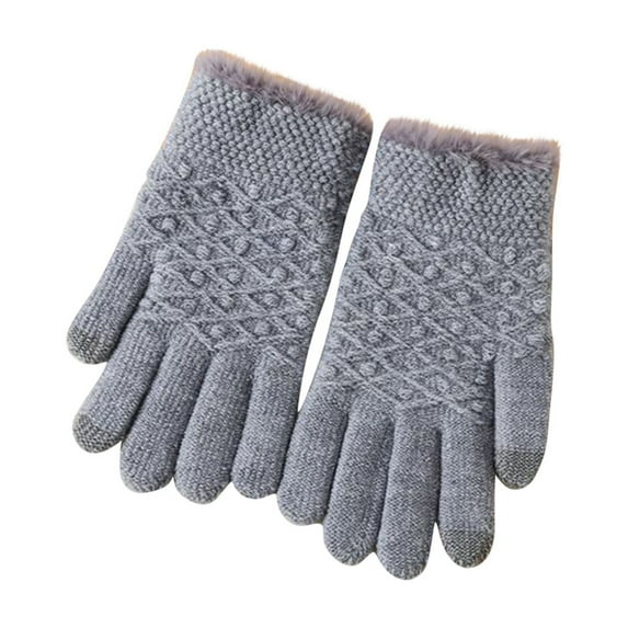 Lovzfmll Women's Touchscreen Gloves, Winter Knit Mid-Long Gloves, Solid Color Fleece Lined, Smartphone Compatible for Daily Use, Gray