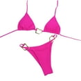 thumbnail image 1 of Lovzfmll Women's Trikini Set, Solid Color Triangle Top with Metal Rings and String Bottoms, Backless Bathing Suit for Beach, 1 of 6