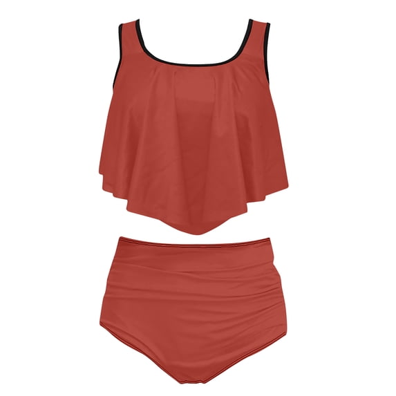 Lovzfmll Women's Two Piece Swimsuit Set, Ruffled Crop Top, Cute Bikini Bathing Suit for Beach Vacation and Pool