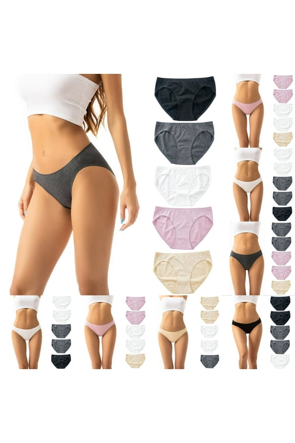 Women's Underwear, 5-Pack Cotton Bikini Briefs, Breathable Comfort Panties, Soft Everyday Wear Underwear