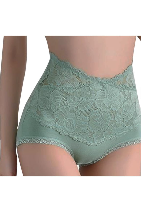 Women's Underwear High Waist Compression Briefs, Lace Flower Tummy Control Panties, High Elasticity Butt Lifting Shapewear for Plus Size Women