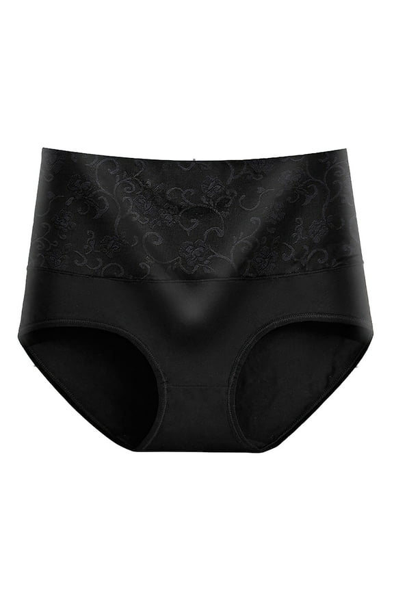 Women's Underwear, High Waist Embroidered Rose Panties, Tummy Control Cotton Briefs with Lace Trim, 5-Pack Comfortable Shaping Underwear for Everyday Wear