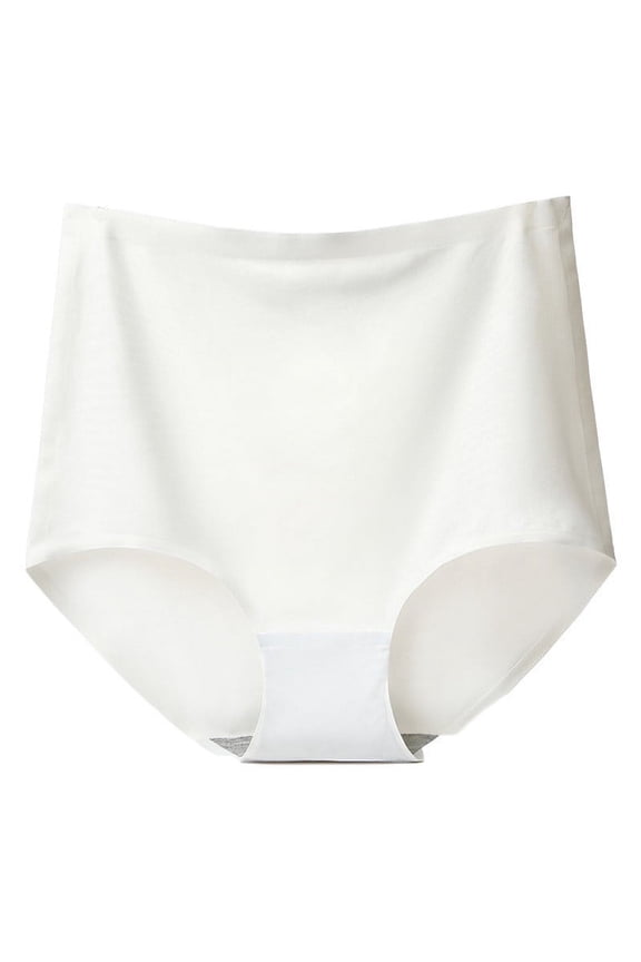 Women's Underwear, High Waist Seamless Panties, Plus Size Ice Silk Briefs, Comfortable Breathable Nude Feel Underwear
