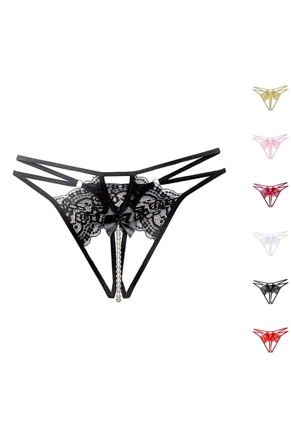 Women's Underwear, Lace Pearl Bead Roller Thong, Comfort Panties Pink, Free Size