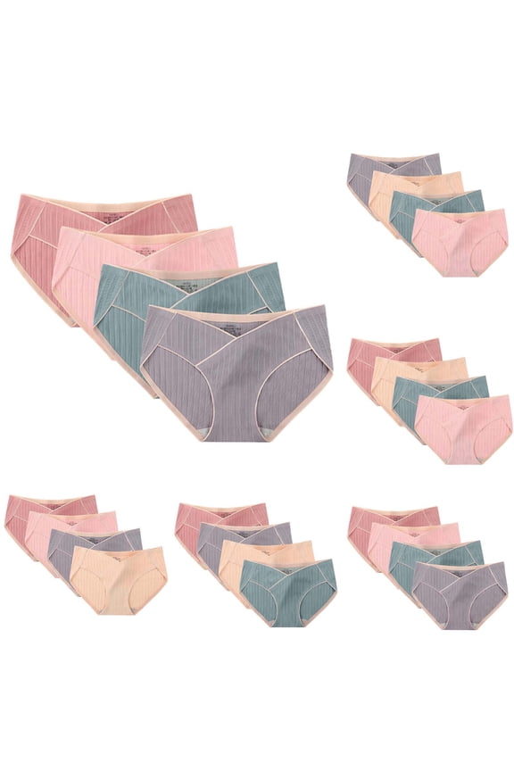 Women's Underwear Maternity Panties 4-Pack, Low Rise Cotton Postpartum Underwear, Breathable Belly Support Soft Stretch, Comfortable Pregnancy Wear