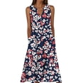 thumbnail image 1 of Lovzfmll Women's V Neck Sleeveless Floral Print Camisole Maxi Sundress, Loose Casual Beach Vacation Dress Purple, 4XL, 1 of 5