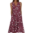 thumbnail image 1 of Lovzfmll Women's V Neck Sleeveless Floral Print Camisole Maxi Sundress, Loose Casual Beach Vacation Dress Wine, 4XL, 1 of 5