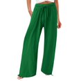 thumbnail image 1 of Lovzfmll Women's Wide Leg Pants, Solid Color Palazzo Trousers with Drawstring, Relaxed Fit Straight Leg Travel Pants, 1 of 5