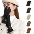 thumbnail image 1 of Lovzfmll Women's Winter Gloves with Bow, Fashion Fleece Lined Thermal Gloves, Elegant Cold Proof Handwear for Winter, Black, 1 of 5
