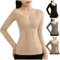 thumbnail image 1 of Lovzfmll Women's Winter Thermal Underwear with Solid Color, V-Neck Long Sleeve with Seamless Built-in Bra for All-Day Cold Protection, 1 of 9