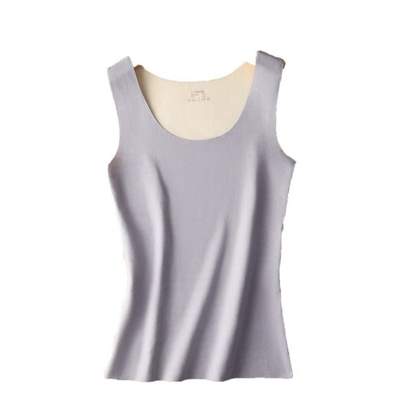 Lovzfmll Women's Workout Tank with Round Neck, Double-Sided Fleece Cool Dry Sleeveless Yoga Shirt with Seamless Design