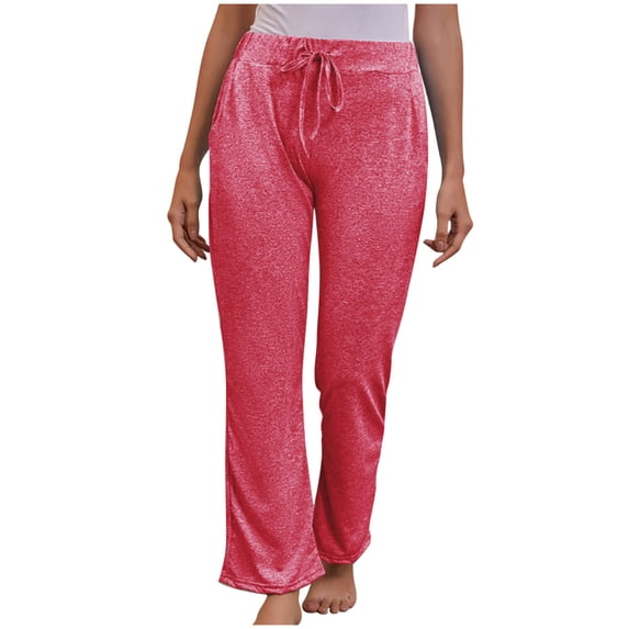 Lovzfmll Women's Yoga Pants, Solid Color Wide Leg, Active Fit Straight Ankle Length Pants Red, 4XL