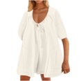 thumbnail image 1 of Lovzfmll Womens Summer Dresses, Womens 2024 Summer Breathable Casual Mini Dress Flowy Lightweight Leisure Loose Comfortable Round Neck Sports Solid Color Jumpsuit Dress Beige XL, 1 of 6