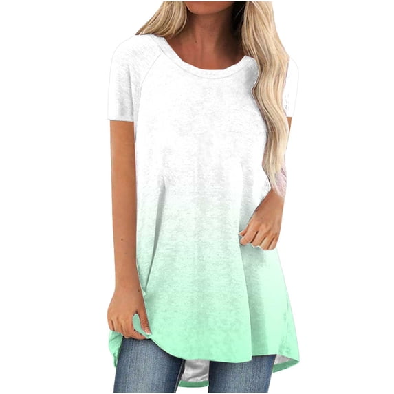 Lovzfmll Womens Summer Oversized Tops! Women's Classic-Short-Sleeve V-Neck T-Shirt Mint Green XL