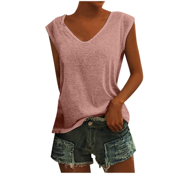 Lovzfmll Womens Summer Tops! Womens Short Sleeve Round Neck Shirts Summer Basic Tee Pink L