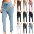 thumbnail image 1 of Lovzfmll Work & Yoga Pants for Women, High Waist 7/8 Length Leggings, Stretch Drawstring Comfort Capris Green, M, 1 of 9