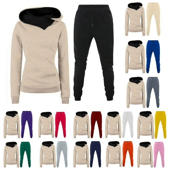 Lovzfmll Workout Sets for Women, 2 Piece Hoodie and Jogger Pants Set with Pockets, Long Sleeve Casual Athletic Outfits for Fall Winter