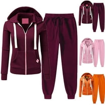 Lovzfmll Women's Workout Set, 2-Piece Zip-Up Hooded Jacket & Jogger Pants, Long Sleeve Casual Athletic Outfit