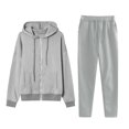 thumbnail image 1 of Lovzfmll Women's Workout Set, 2-Piece Zip-Up Hooded Jacket & Pants, Long Sleeve Athletic Matching Outfit, 1 of 4