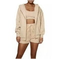 thumbnail image 1 of Lovzfmll Workout Sets for Women, 2 Piece Zip Up Hoodie Jacket and Shorts Set, Loose Fit Casual Running Athletic Outfits, 1 of 7