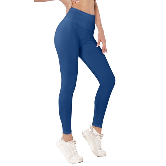 Lovzfmll Yoga Leggings for Women, Quick-Dry Stretch Active Fit, Slim Ankle Length Leggings Blue, L