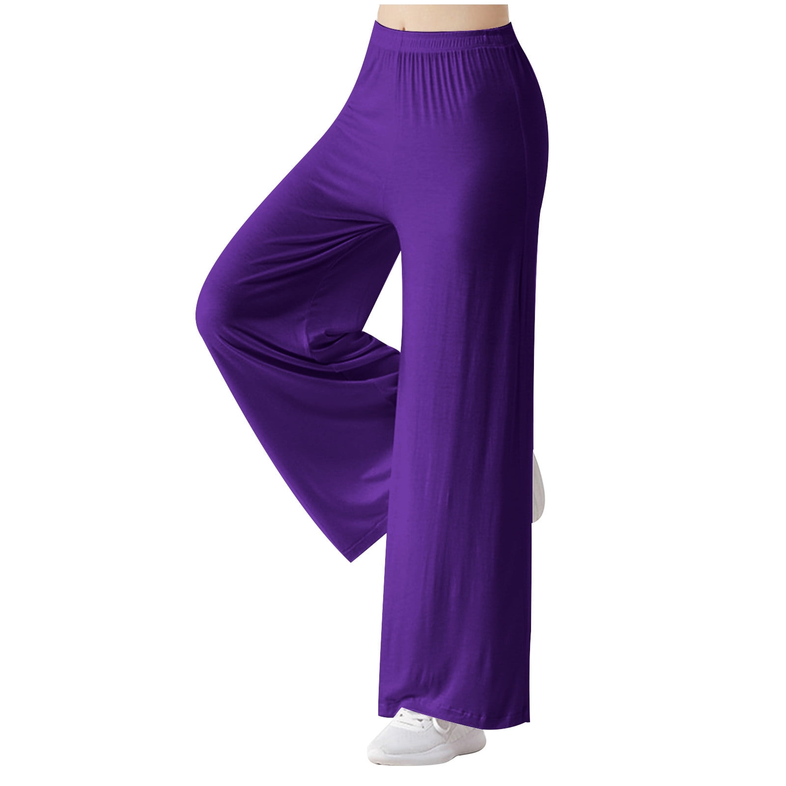 Lovzfmll Yoga Pants, Women's Loose High Waist Wide Leg Pants Workout Out Leggings Casual Trousers Yoga Gym Pants Purple L