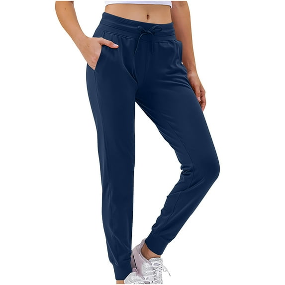 Lovzfmll Yoga Pants for Women, High Waist Slim Leg Solid Color Sport Pant, Active Workout Pant, Cycling Pant for Women, Dark Blue 10