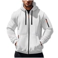 thumbnail image 1 of Lovzfmll Zip Up Hoodie for Men, Solid Color Casual Long Sleeve Essentials Sweatshirt with Hood, Soft Fall Outerwear, Hoodies for Men, 1 of 7