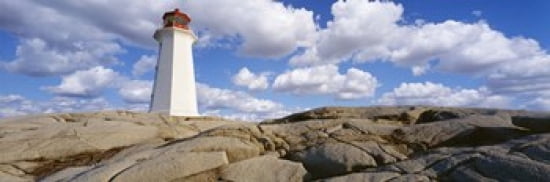 Low Angle View Of A Lighthouse Peggys Cove Nova Scotia Canada Canvas Art - Panoramic Images (36 x 12)