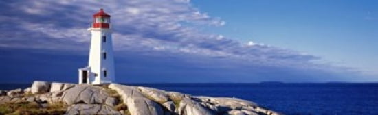 Low Angle View Of A Lighthouse Peggys Cove Nova Scotia Canada Canvas Art - Panoramic Images (38 x 12)