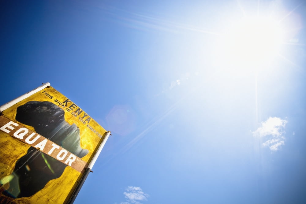 Low Angle View Of A Sign On The Equator Kenya Africa Canvas Art - David DuChemin Design Pics (38 x 24)