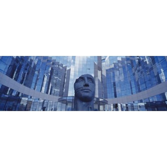 Low Angle View Of A Statue In Front Of Building La Defense Paris France Canvas Art - Panoramic Images (36 x 12)