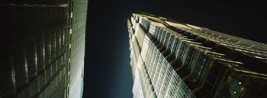 Low Angle View Of A Tower Jin Mao Tower Pudong Shanghai China Canvas Art - Panoramic Images (36 x 13)