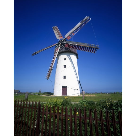 Low Angle View Of A Traditional Windmill Skerries County Dublin Republic Of Ireland Canvas Art - The Irish Image Collection Design Pics (26 x 32)