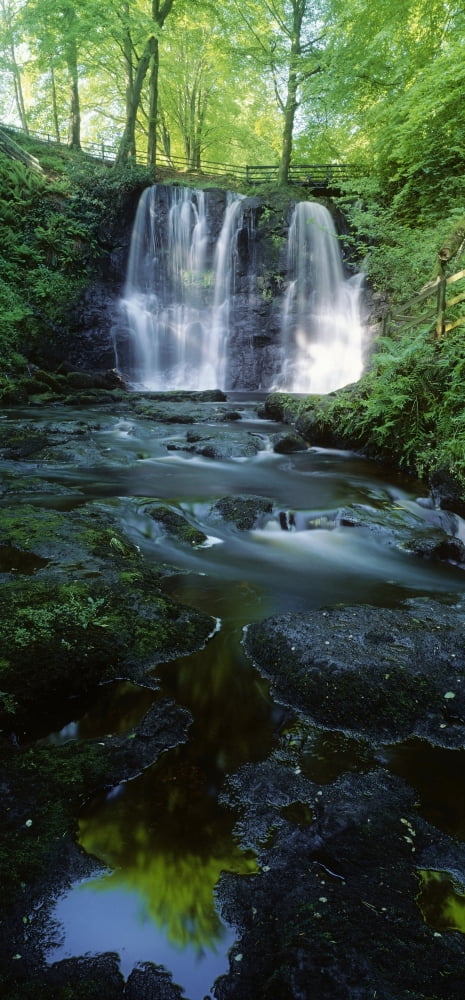 Low Angle View Of A Waterfall Glenariff County Antrim Northern Ireland Canvas Art - The Irish Image Collection Design Pics (14 x 31)