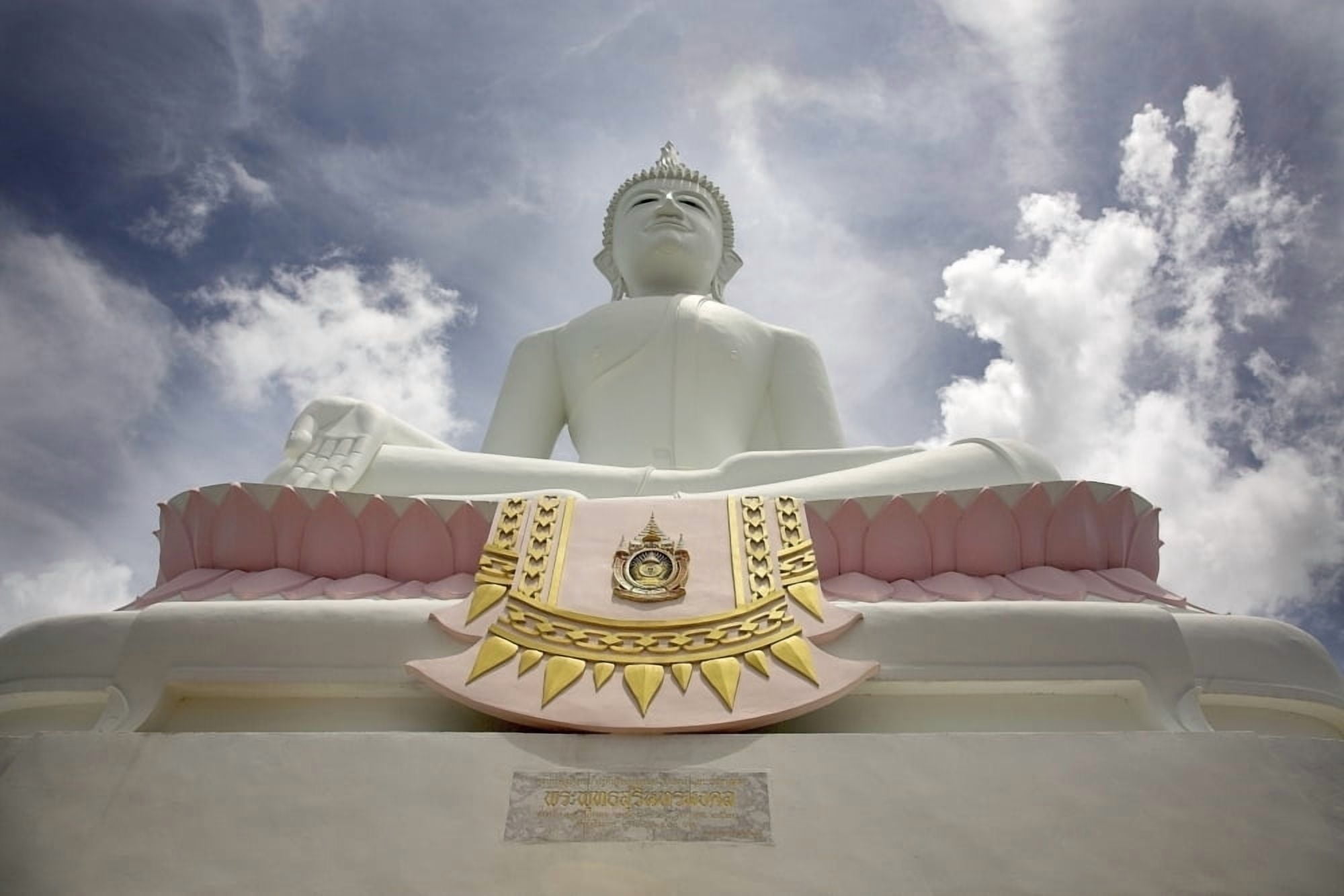 Low Angle View Of Buddha And Temple Phra Buddhasurintaramongkol Isan Thailand Canvas Art - Chris Upton Design Pics (18 x 12)