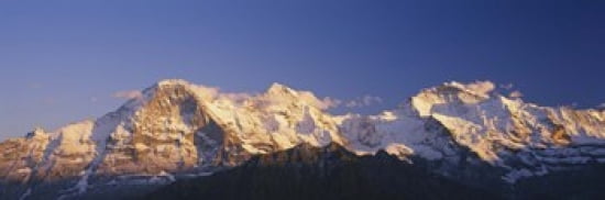 Low Angle View Of Snowcapped Mountains Bernese Oberland Switzerland Canvas Art - Panoramic Images (36 x 12)