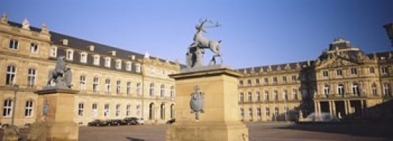 Low Angle View Of Statues In Front Of A Palace New Palace Schlossplatz Stuttgart Baden-Wurttemberg Germany Canvas Art - Panoramic Images (36 x 13)