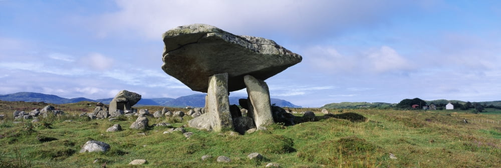 Low Angle View Of A Rock Structure Kilclooney Dolmen County Donegal Republic Of Ireland Canvas Art - The Irish Image Collection Design Pics (34 x 11)