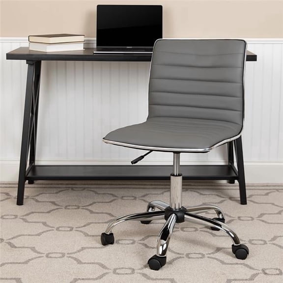 Low Back Armless Swivel Office Chair - Light Gray - Contemporary Design