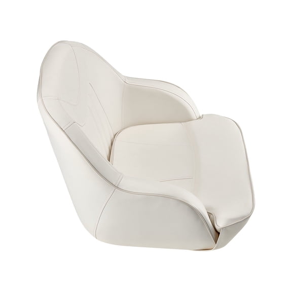 Low Back Boat Captain Seat, Waterproof PVC Leather with Thickened Cushion, Ergonomic Design for Fishing Boats, Yachts, and Ships in White