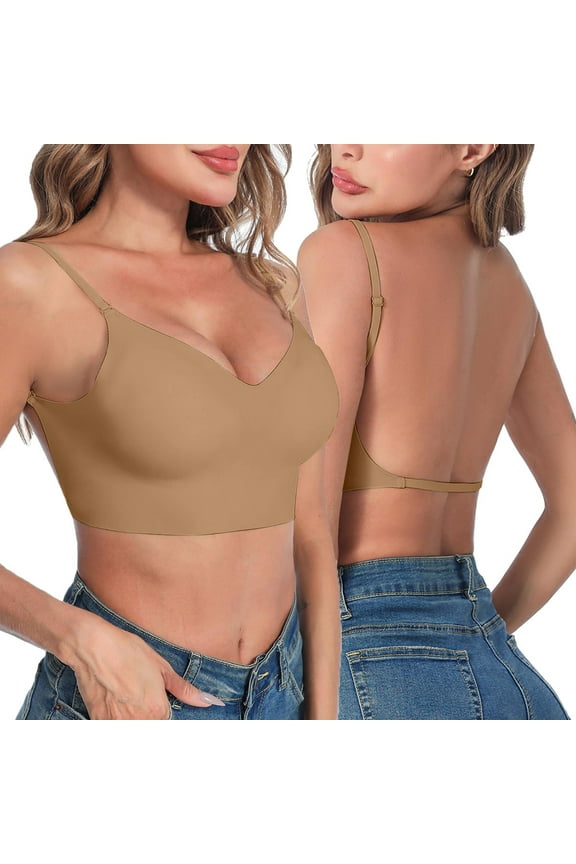 Low Back Bra For Women Wirefree Seamless Bra Backless Multiway Straps Convertible Bra With Padded Removeable Tan Sports Bra High Support Sports Bra Bras for Women Strapless Woman's Sports Bra Backless