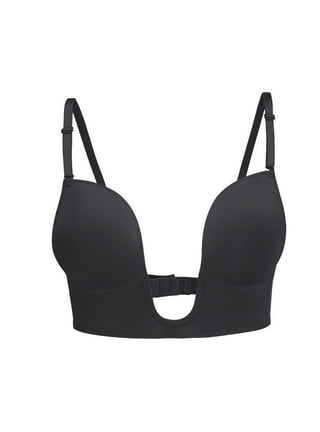 Women's Deep U Plunge Convertible Bra with Clear Straps Push Up Padded Low  Cut Backless Bras for Wedding, Black Bra, 32A : : Clothing, Shoes  & Accessories