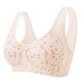 thumbnail image 1 of Low Back Bras for Women Seamless Floral Bras for Older Women Push up Bra No Underwire Pullover Balconette Breathable Underwear Bralettes Longline Bras for Women Front Closure Beige 38/85, 1 of 6