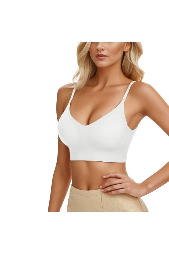 Low Back Bras for Wome Seamless Invisible Backless Bra V Neck Bralette Multiway Bra No Show Low Cut Halter Bras with Padded