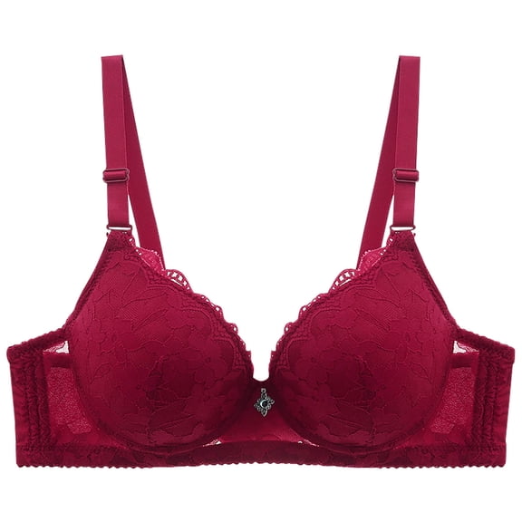 Low Back Bras for Women New Women's Daily Adjustable Underwear Gathered Thin Bra without Steel Ring Wine 40
