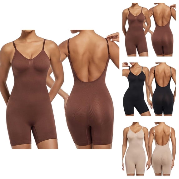 Low Back Shapewear for Women Tummy Control Backless Bodysuit Shorts Full Body Shaper Jumpsuits